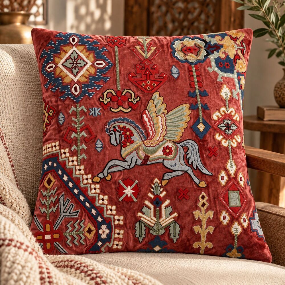 1 PCS Suzani Embroidered Cushion Cover Square Throw Pillow Case Sofa Home 291074